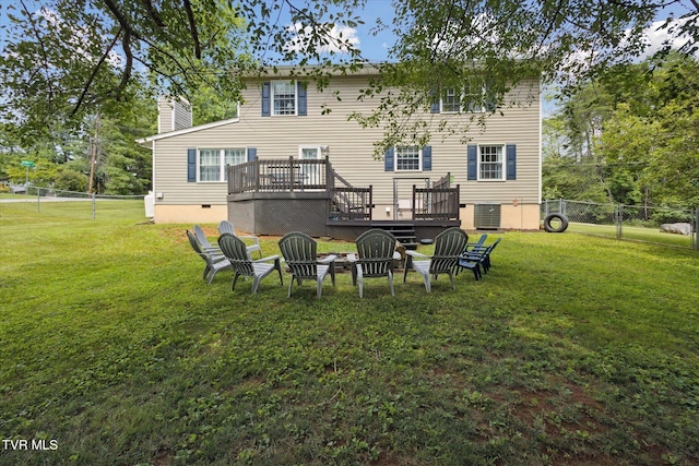 4404 Stillwood Ave, Kingsport, TN 37664 - rear view of house featuring a deck, crawl space, and an outdoor fire pit
