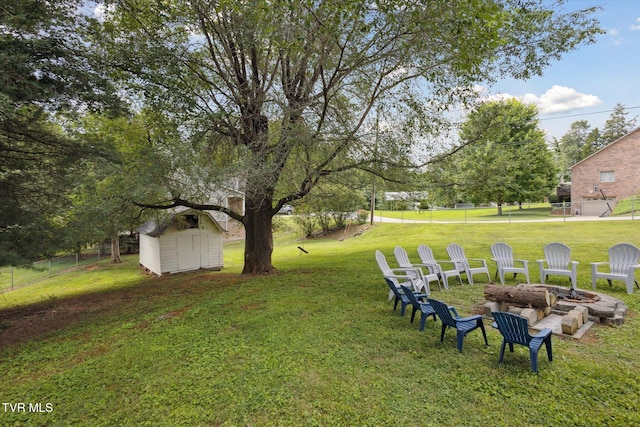 4404 Stillwood Ave, Kingsport, TN 37664 - view of yard featuring a fire pit and a storage shed