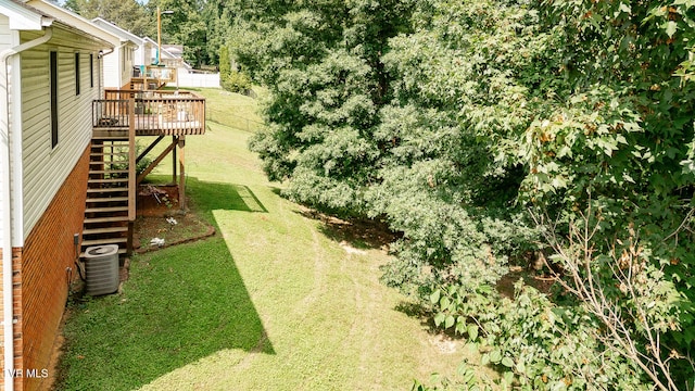 5630 Orebank Rd, Kingsport, TN 37664 - view of green lawn with stairway and a wooden deck