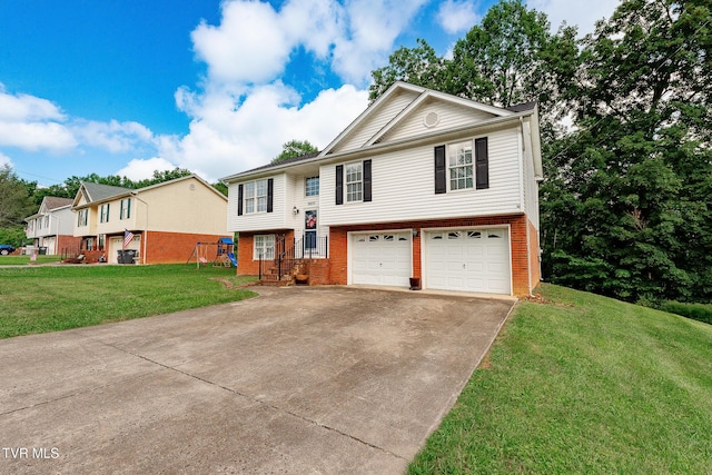 5630 Orebank Rd, Kingsport, TN 37664 - bi-level home with brick siding, a garage, driveway, and a front yard