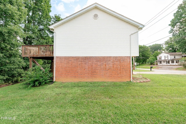 5630 Orebank Rd, Kingsport, TN 37664 - view of property exterior featuring a yard, brick siding, and a wooden deck