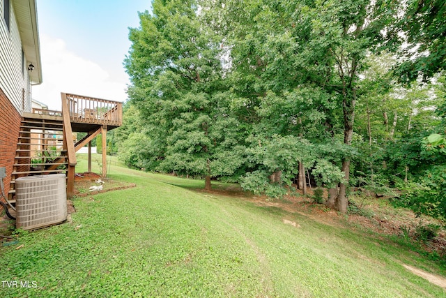 5630 Orebank Rd, Kingsport, TN 37664 - view of green lawn with stairway and a wooden deck