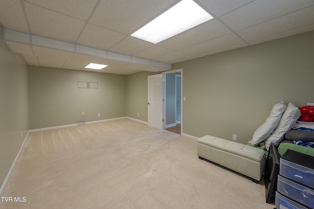 5630 Orebank Rd, Kingsport, TN 37664 - finished basement with light colored carpet and a paneled ceiling