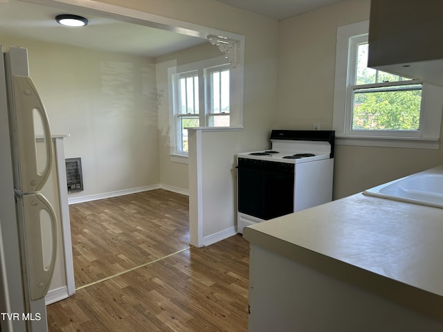 613 Spruce St, Johnson City, TN 37601 - kitchen featuring white appliances, wood finished floors, and healthy amount of natural light