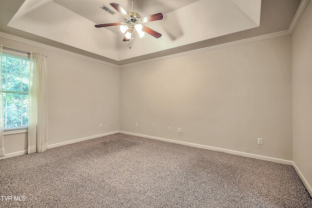 2425 E Lakeview Dr Unit 1, Johnson City, TN 37601 - carpeted spare room with a ceiling fan, a raised ceiling, and ornamental molding