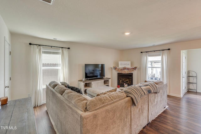 1244 Stamp Lodge Rd, Kingsport, TN 37660 - living area featuring dark wood-style floors and a fireplace