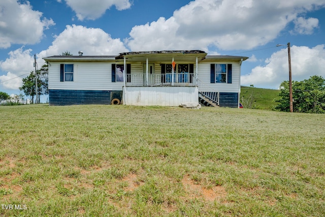 212 Circle, Castlewood, VA 24224 - view of front of property featuring a front lawn, a porch, and stairs