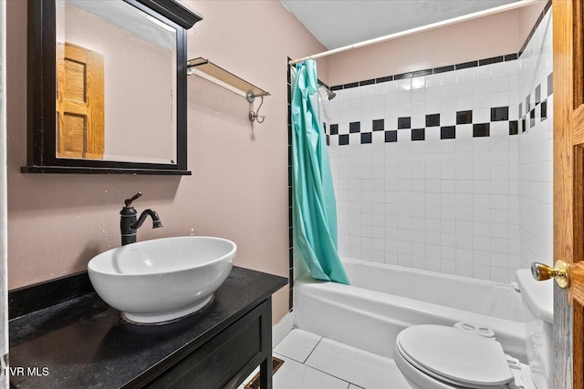 909 Highland Ave, Bristol, VA 24201 - bathroom featuring shower / bath combination with curtain, vanity, and tile patterned flooring