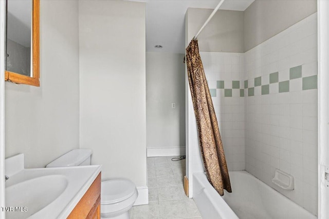 909 Highland Ave, Bristol, VA 24201 - bathroom featuring tile patterned flooring, vanity, and shower / bathtub combination with curtain