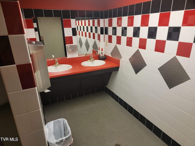 210 Raceday Center Dr Unit 1505, Bristol, TN 37620 - bathroom featuring tile walls and double vanity
