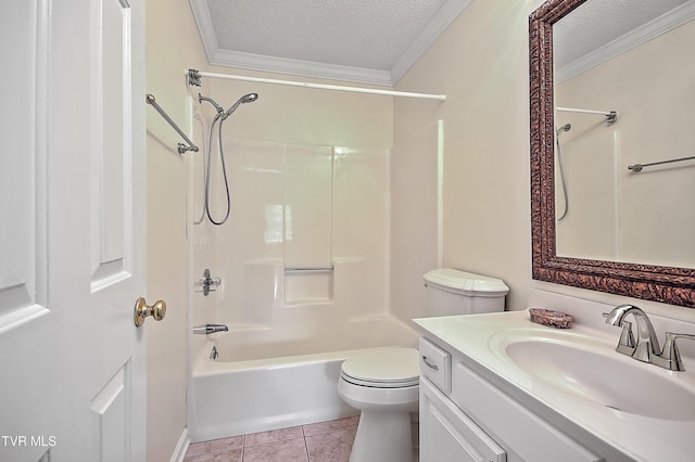 226 Willowbend Ct, Kingsport, TN 37660 - full bath featuring crown molding, vanity, tub / shower combination, a textured ceiling, and tile patterned flooring