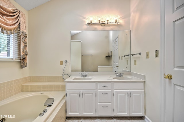 226 Willowbend Ct, Kingsport, TN 37660 - full bath featuring double vanity, a garden tub, and tile patterned flooring