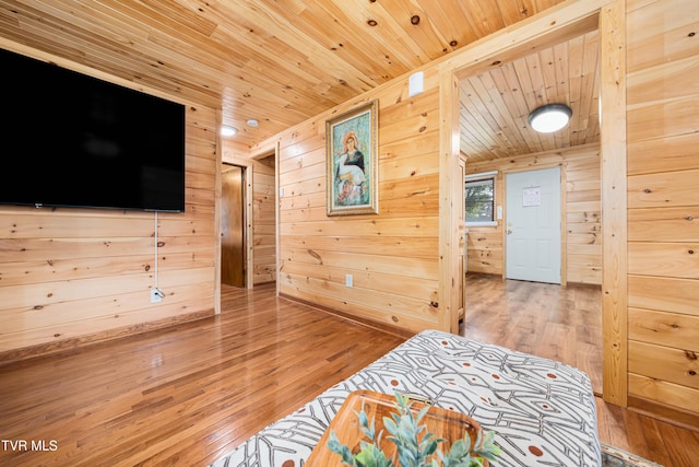 1524 Redwood Dr, Kingsport, TN 37664 - bedroom featuring wooden ceiling, hardwood / wood-style flooring, and wood walls