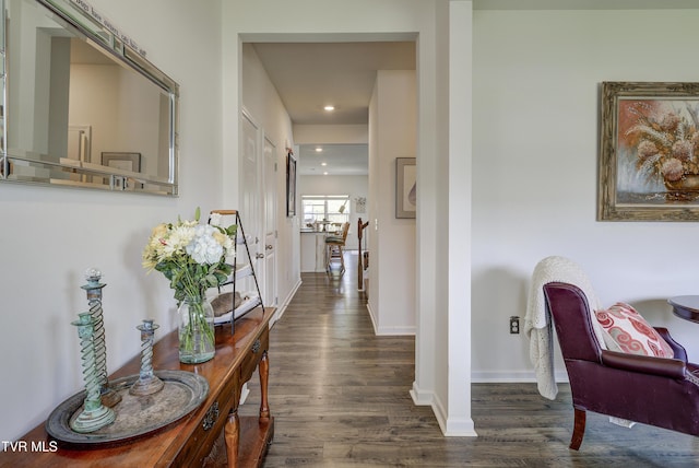5402 Wildlife Cir, Piney Flats, TN 37686 - corridor featuring dark wood-type flooring and recessed lighting