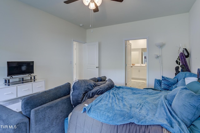 5402 Wildlife Cir, Piney Flats, TN 37686 - bedroom with connected bathroom and a ceiling fan