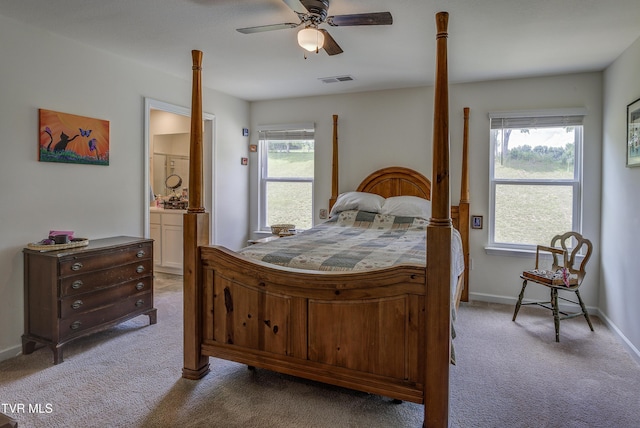 5402 Wildlife Cir, Piney Flats, TN 37686 - carpeted bedroom with ensuite bath and a ceiling fan
