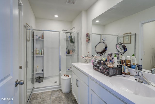 5402 Wildlife Cir, Piney Flats, TN 37686 - bathroom with a shower stall and double vanity