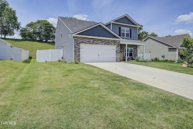 5402 Wildlife Cir, Piney Flats, TN 37686 - craftsman house with driveway, stone siding, board and batten siding, and a garage