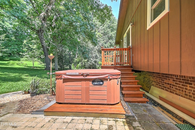 4700 Weaver Pike, Bluff City, TN 37618 - exterior view of a hot tub and board and batten siding
