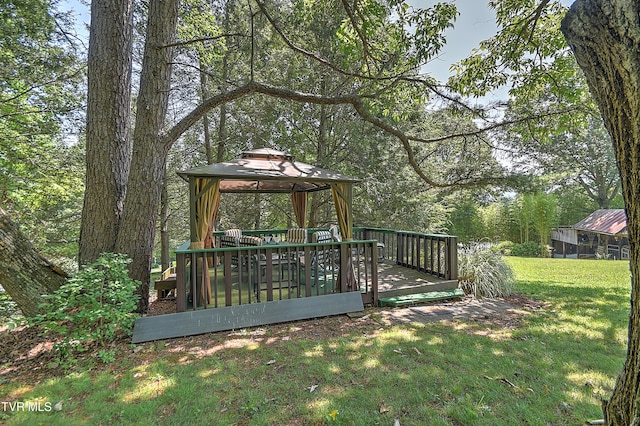 4700 Weaver Pike, Bluff City, TN 37618 - view of grassy yard featuring a gazebo and a deck
