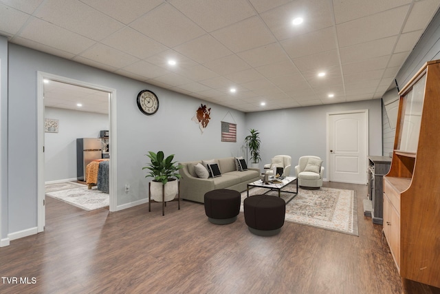 2424 Rivermont Dr, Kingsport, TN 37660 - living room with dark wood-style floors, recessed lighting, and a drop ceiling