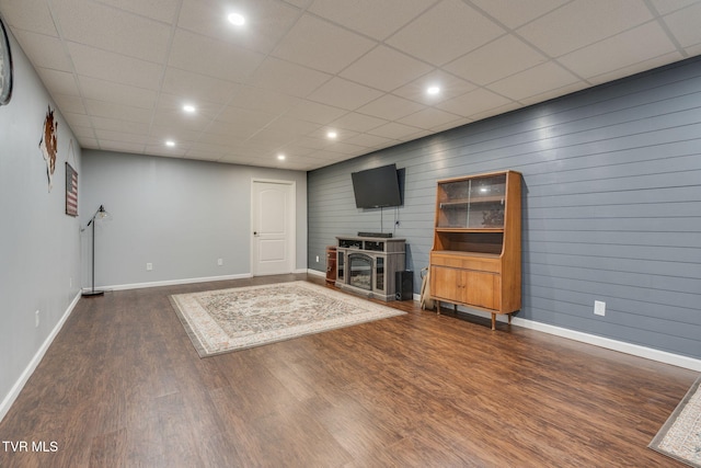 2424 Rivermont Dr, Kingsport, TN 37660 - basement featuring wood finished floors, recessed lighting, wood walls, and a paneled ceiling