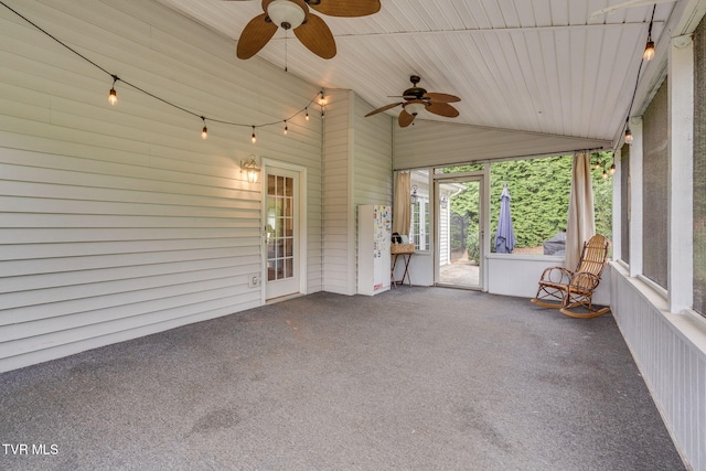 2424 Rivermont Dr, Kingsport, TN 37660 - unfurnished sunroom featuring ceiling fan and lofted ceiling