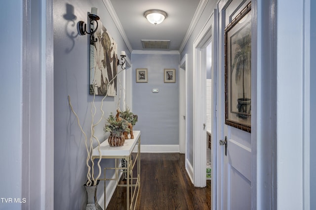 3277 Ashley St, Kingsport, TN 37664 - corridor with dark wood finished floors and ornamental molding