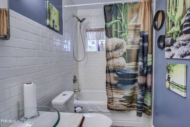 3277 Ashley St, Kingsport, TN 37664 - full bath with shower / bath combo with shower curtain, tile walls, and vanity