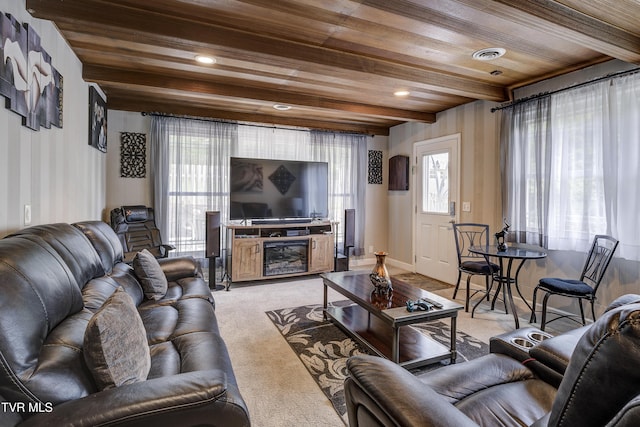 3277 Ashley St, Kingsport, TN 37664 - living area with wooden ceiling, light carpet, and recessed lighting