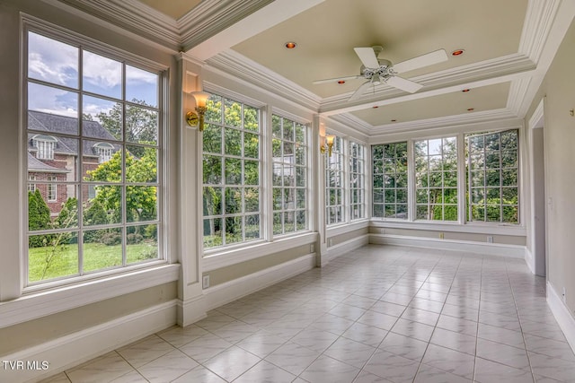 1261 Watauga St, Kingsport, TN 37660 - unfurnished sunroom featuring healthy amount of natural light, crown molding, and tile patterned flooring