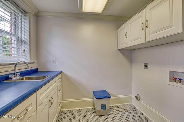 1261 Watauga St, Kingsport, TN 37660 - laundry room featuring hookup for a washing machine, electric dryer hookup, cabinet space, and crown molding