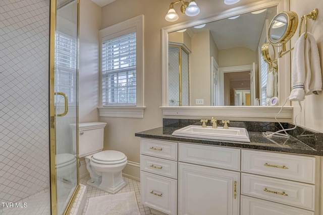 1261 Watauga St, Kingsport, TN 37660 - bathroom with vanity, a shower stall, and tile patterned floors