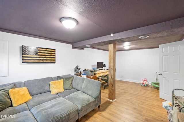 3020 Ridgemont Cir, Kingsport, TN 37663 - living area with light wood-type flooring, an office area, and a textured ceiling