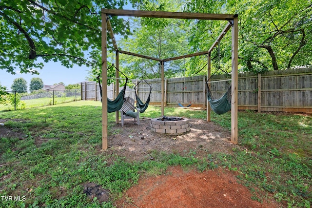 3020 Ridgemont Cir, Kingsport, TN 37663 - fenced backyard featuring an outdoor fire pit