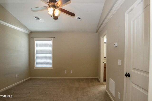 1900 Knob Creek Rd Unit 404, Johnson City, TN 37604 - empty room featuring lofted ceiling, light colored carpet, and ceiling fan