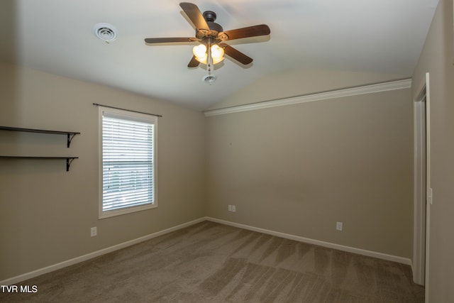 1900 Knob Creek Rd Unit 404, Johnson City, TN 37604 - unfurnished room with lofted ceiling, ceiling fan, and carpet floors