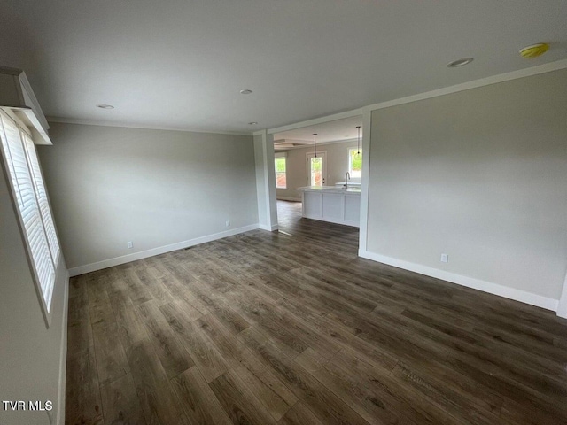 1819 Siesta Dr, Newport, TN 37821 - spare room with dark wood-type flooring, a smoke detector, and crown molding