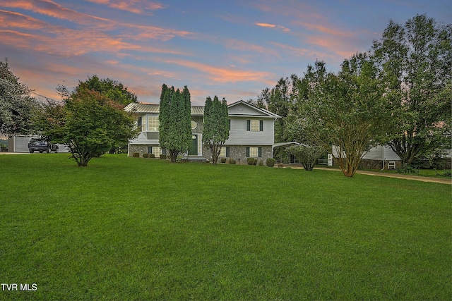 4970 Old Stage Rd, Chuckey, TN 37641 - view of front of house with a front lawn and stone siding
