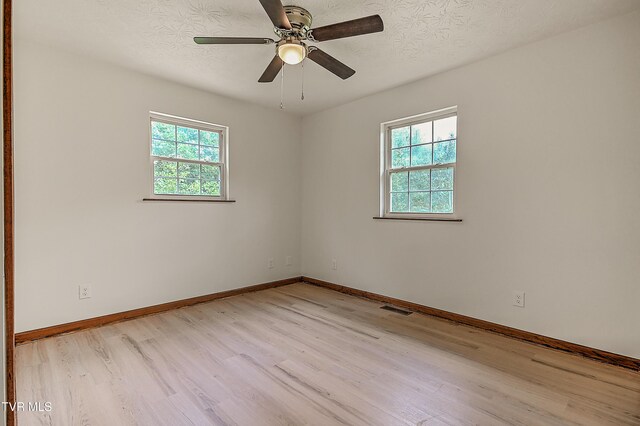 4970 Old Stage Rd, Chuckey, TN 37641 - unfurnished room with plenty of natural light, light wood-type flooring, ceiling fan, and a textured ceiling