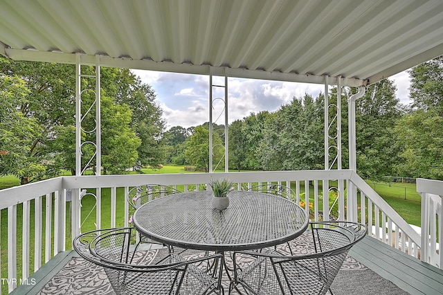 4970 Old Stage Rd, Chuckey, TN 37641 - deck featuring view of wooded area and a lawn