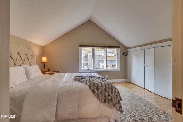 13 Crown Cir, Kingsport, TN 37660 - bedroom with light wood finished floors, vaulted ceiling, and a closet