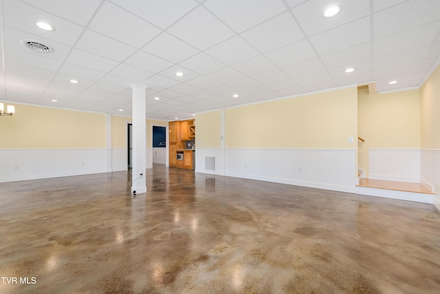 2003 Hackberry Dr, Jonesborough, TN 37659 - unfurnished room featuring wainscoting, concrete floors, a paneled ceiling, and recessed lighting