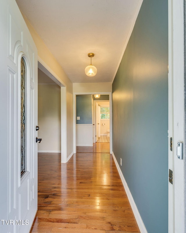 3513 Crest Rd, Kingsport, TN 37664 - hallway with light wood-style floors and crown molding