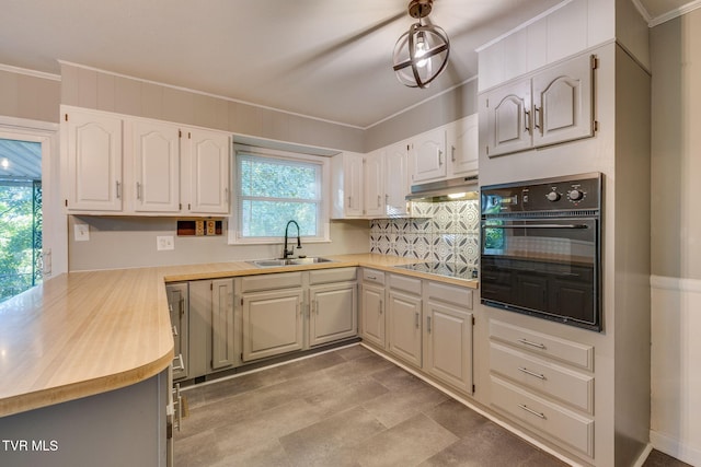3513 Crest Rd, Kingsport, TN 37664 - kitchen with oven, electric stovetop, healthy amount of natural light, light countertops, and ornamental molding