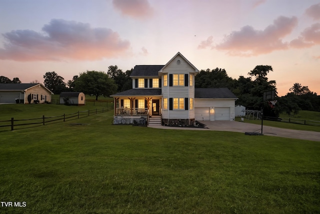 563 Old Jonesboro Rd, Bristol, TN 37620 - view of front of property with a porch, a garage, and driveway