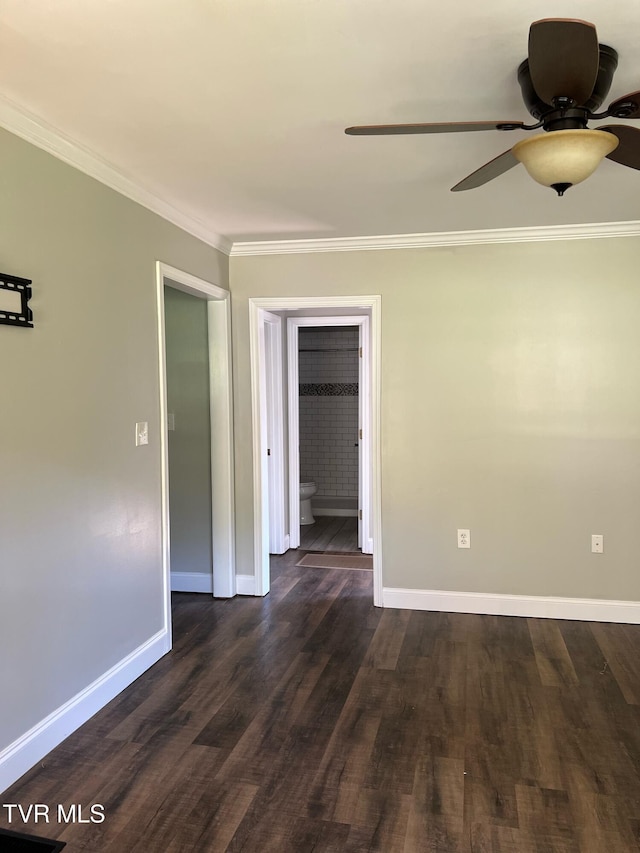 124 Zeb Grindstaff Rd Rd, Elizabethton, TN 37643 - unfurnished room featuring a ceiling fan, ornamental molding, and dark wood finished floors