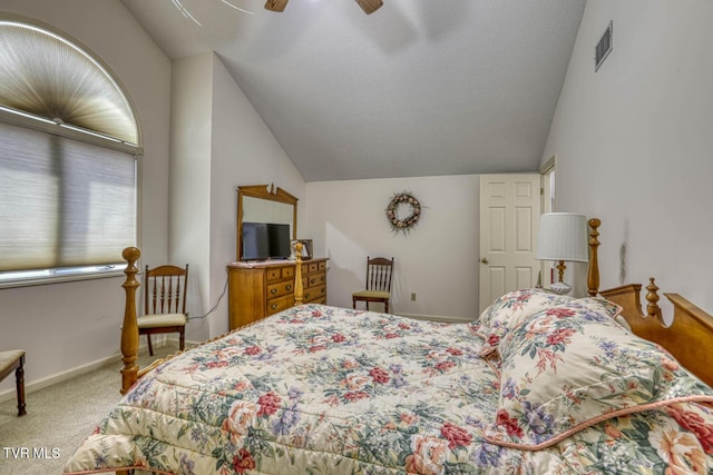 223 Willowbend Ct, Kingsport, TN 37660 - bedroom featuring carpet floors, lofted ceiling, and a ceiling fan