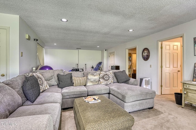 223 Willowbend Ct, Kingsport, TN 37660 - living room with light carpet, recessed lighting, and a textured ceiling