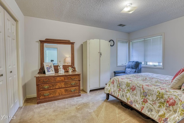 223 Willowbend Ct, Kingsport, TN 37660 - bedroom featuring a textured ceiling, light carpet, and a closet